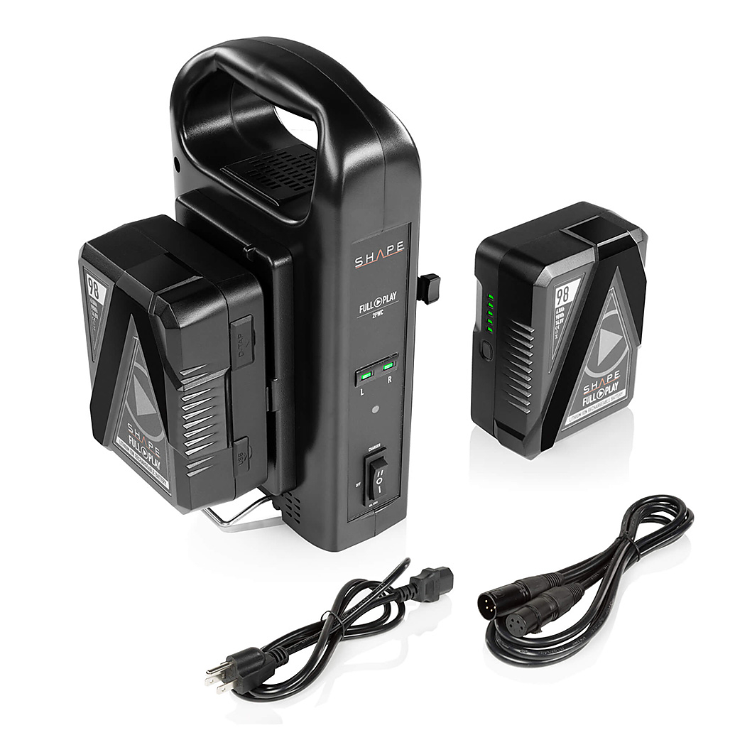Shape Full Play 2 Battery Kit w/ 2-Bay Vertical Charger (V-Mount) - 98Wh