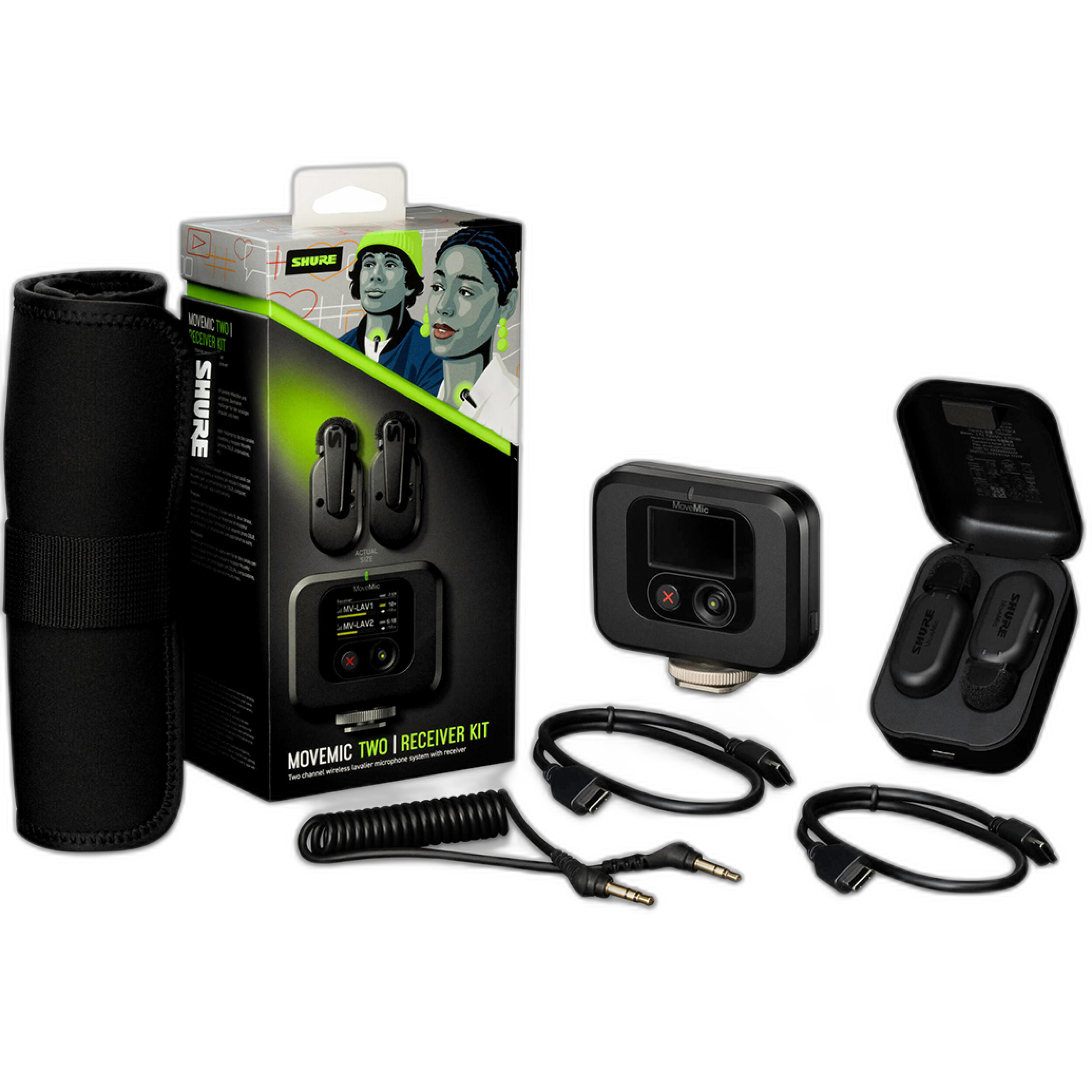 Shure MoveMic Two 2-Person Wireless Lavalier Microphones for Phones/Cameras