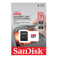 SanDisk Mobile Ultra microSDHC 16GB UHS Class 10 card w/adapter 3