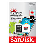 SanDisk Mobile Ultra micro SDXC 64GB UHS Class 10 card w/adapter up to 80MB/ 4