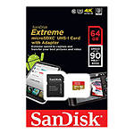 SanDisk Extreme micro SDXC 64GB UHS U3 Class 10 card w/adapter up to 90MB/s 4