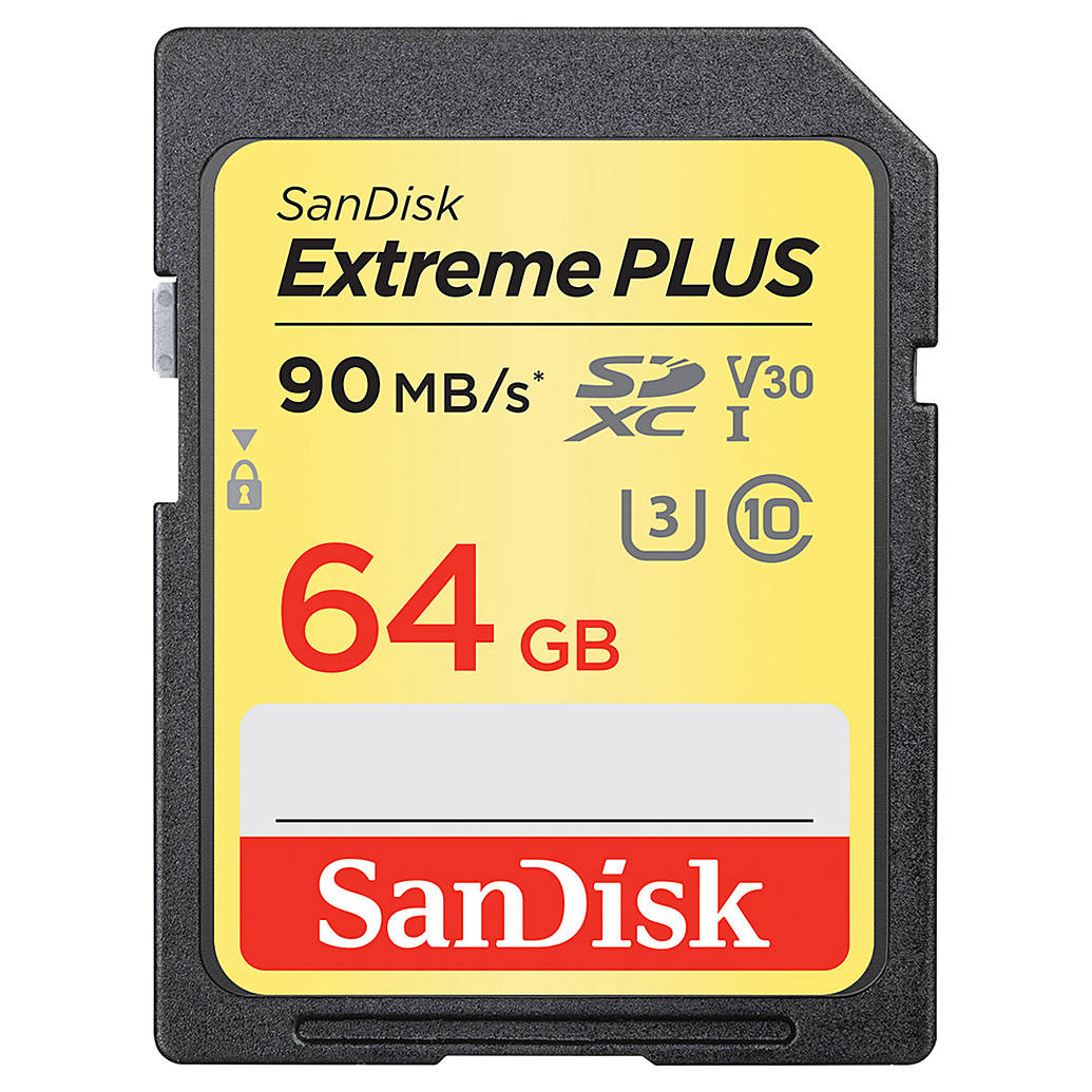 SanDisk Extreme Plus SDXC 64GB UHS U3 Class 10 up to 90MB/s Read
