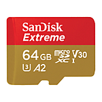 SanDisk 64GB Extreme UHS-I microSDXC Class 10 Card with SD Adapter (160MB/s) 0