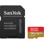 SanDisk 128GB Extreme microSDXC UHS-I 4K Class 10 Memory Card w/SD Adapter 0
