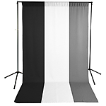 Savage Gray, Black  and  White Muslin Backdrops with Background Support Stand