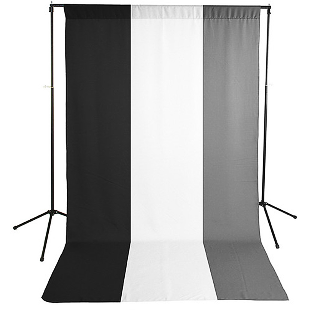 Savage Gray, Black  and  White Muslin Backdrops with Background Support Stand