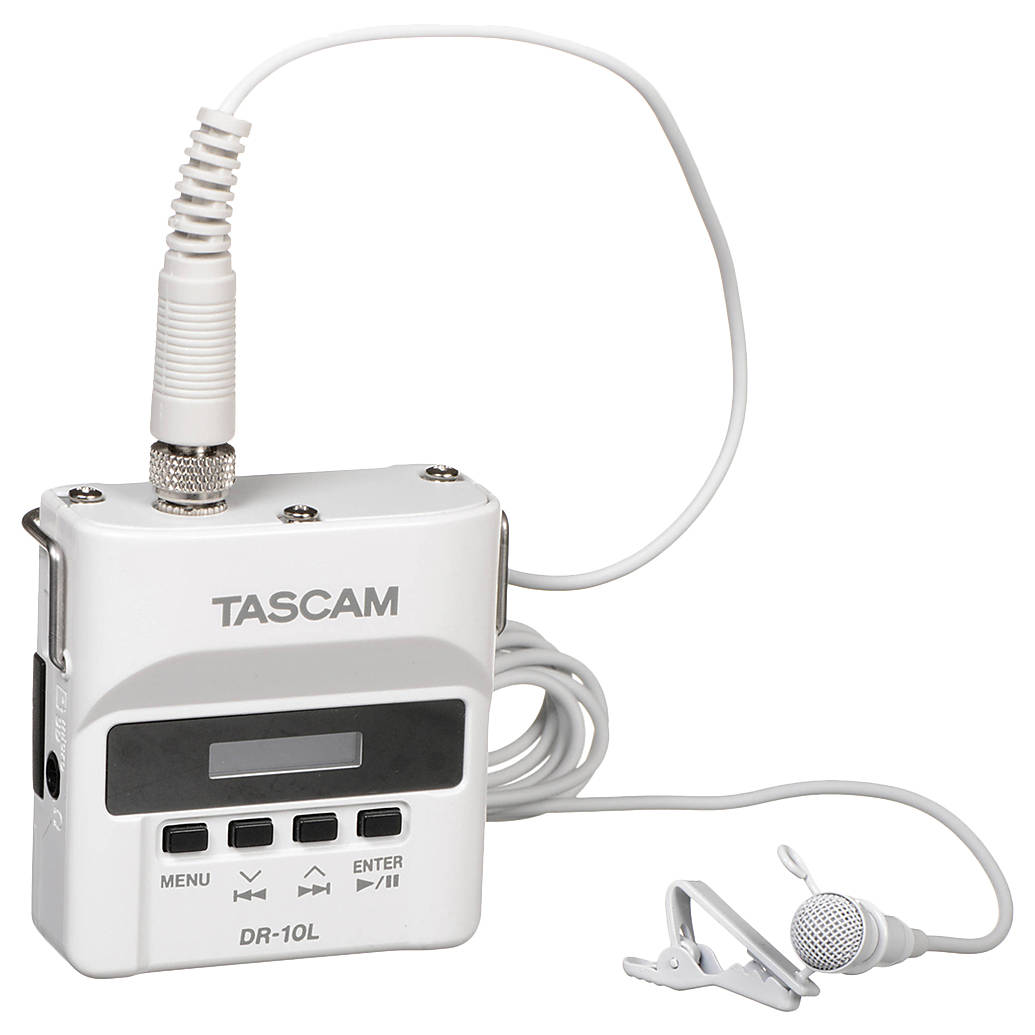Tascam DR-10L Digital Audio Recorder with Lavalier Mic (White)