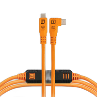 TetherPro Optima 10G USB-C Straight to Right High-Visibility Orange - 3ft 0