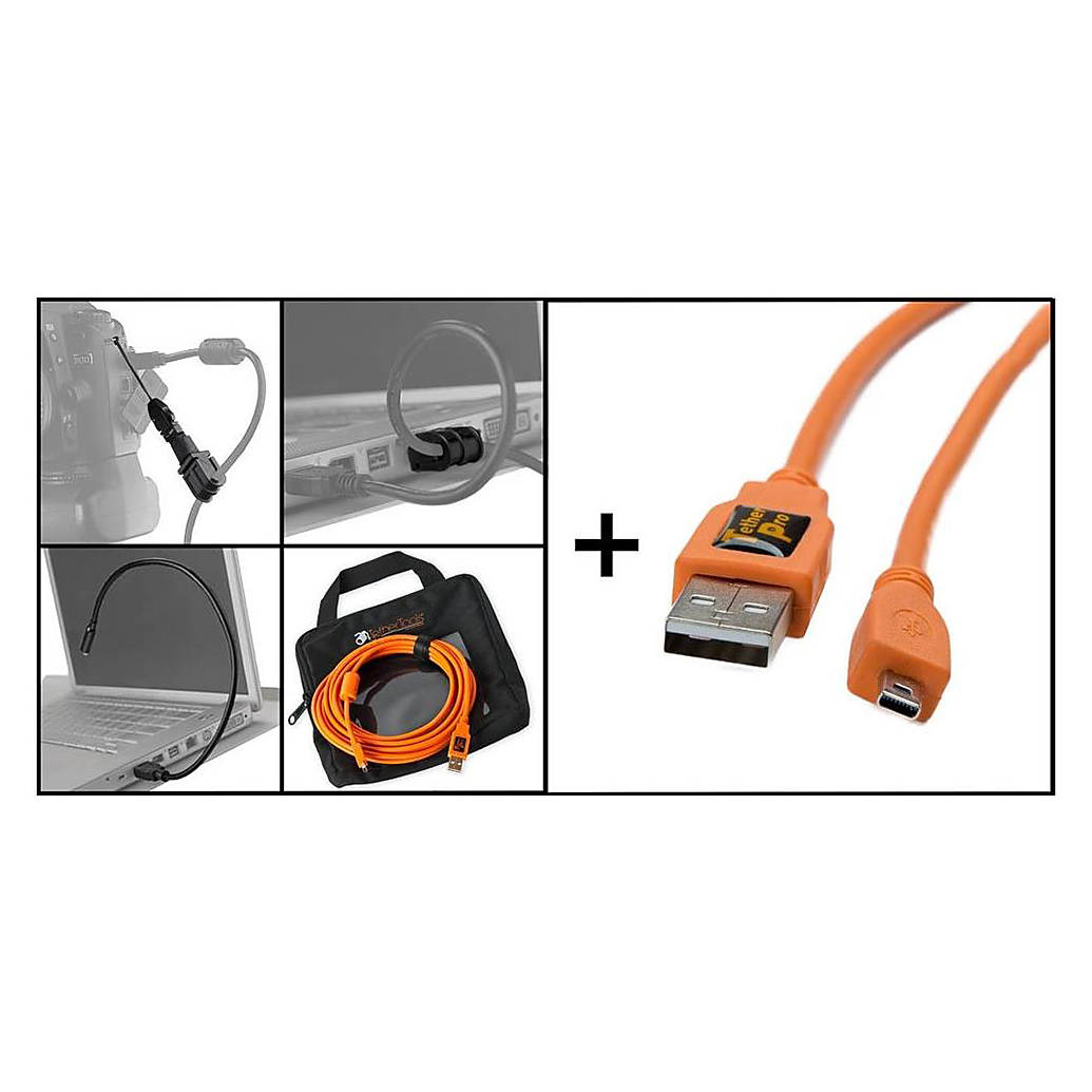 Tether Tools Starter Tethering Kit W/Usb 2.0 Mini-B 8 Pin Cable 15Ft Org