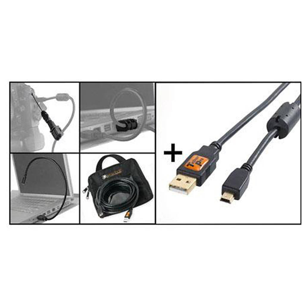 Tether Tools Starter Tethering Kit W/Usb 2.0 Mini-B 5 Pin Cable 15Ft Blk