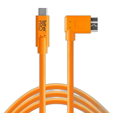 Tether Tools TetherPro USB-C to 3.0 Micro-B Right Angle Cable 15ft Orange
