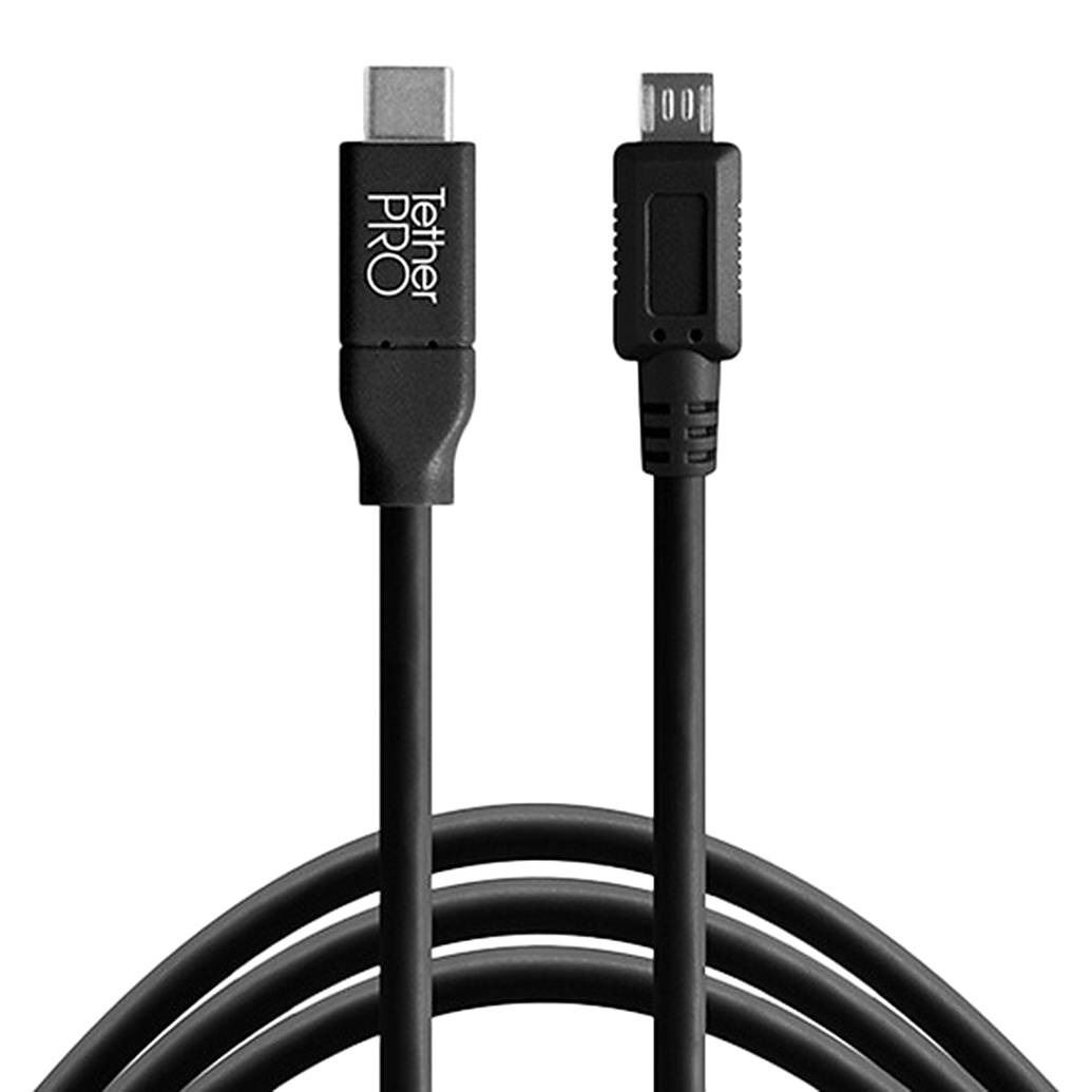 Tether Tools TetherPro USB-C to 2.0 Micro-B 5-Pin Cable 15ft Black