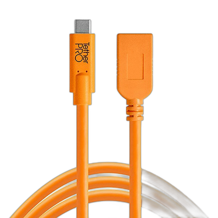 Tether Tools TetherPro USB-C to USB Female Adapter Extender 15ft Orange