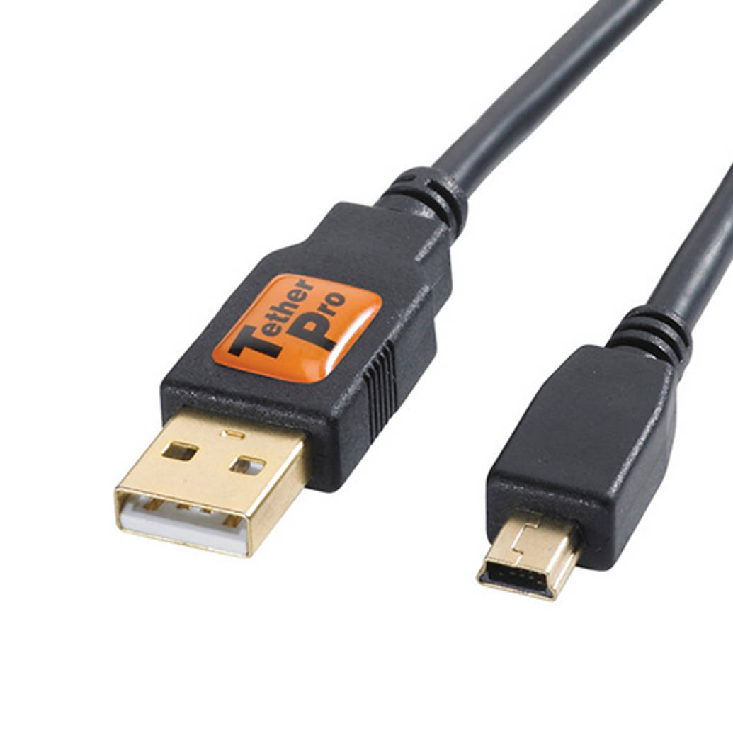 TetherPro USB 2.0 Male to Mini-B 5 pin 3ft Black
