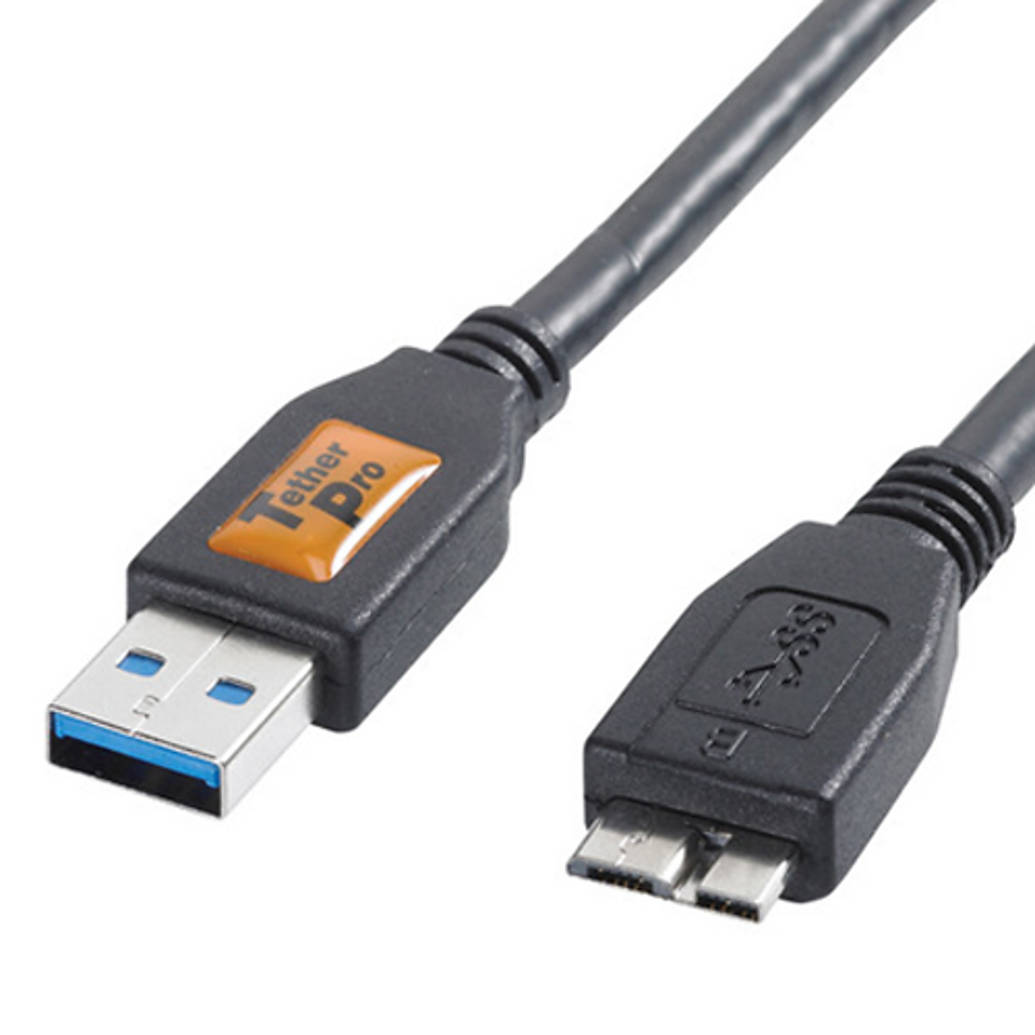 TetherPro USB 3.0 male to Micro-B 3ft Black