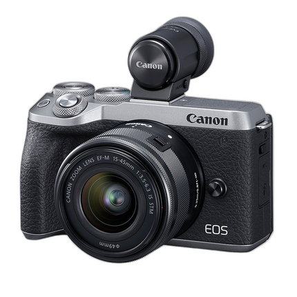 Used Canon M6 Mark II with 15-45mm Lens and Viewfinder - Excellent