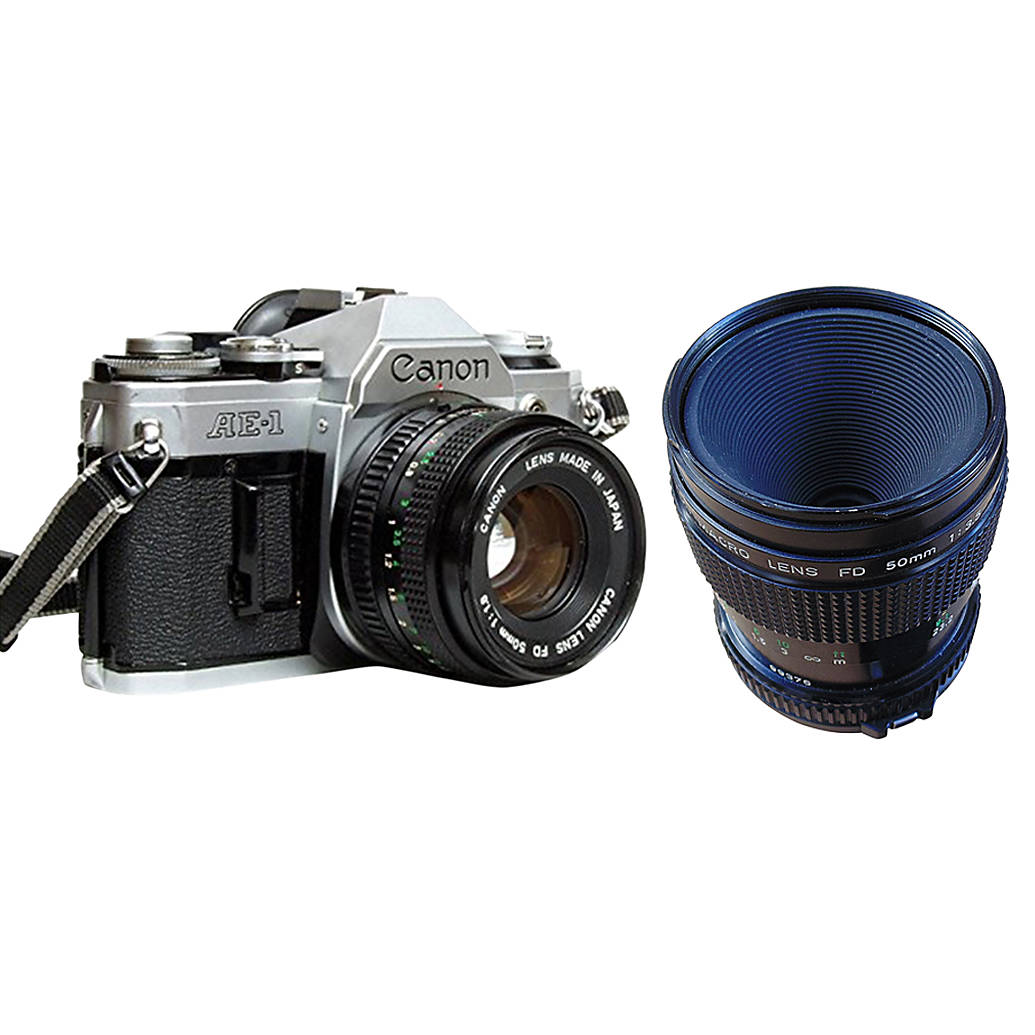 Used Canon AE-1 Program SLR (Chrome) w/ 50mm f/3.5 Macro - Excellent