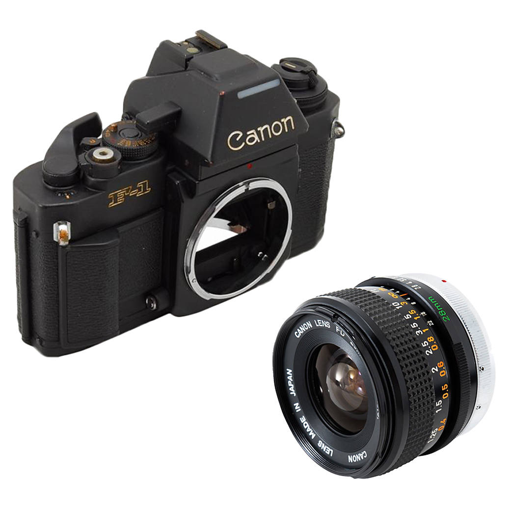 Used Canon F-1 35mm SLR with 28mm f/2.8 - Good