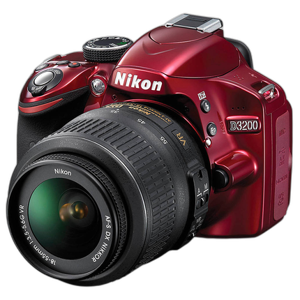 Used Nikon D3200 w/ 18-55mm VR (Red) - Good