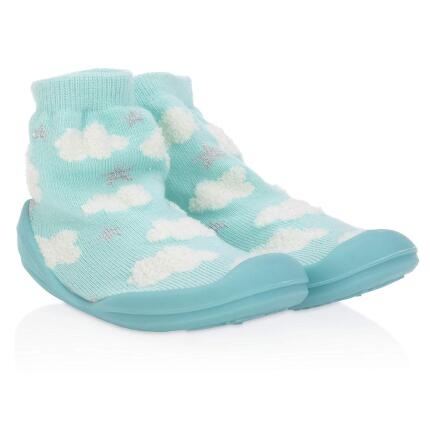Nuby Baby Rubber Shoes Large Aqua Clouds Only