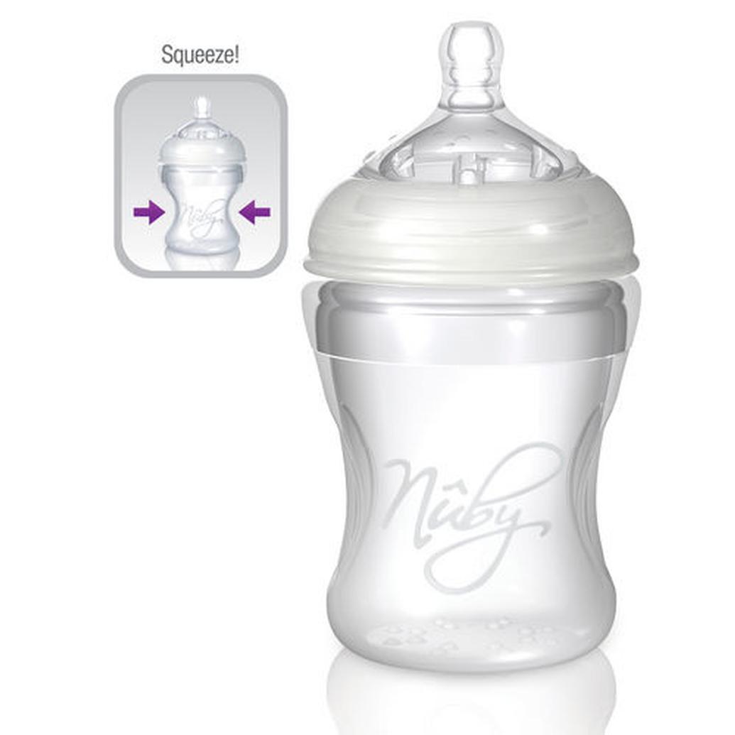 Nuby Natural Touch 7oz Silicone Bottle-Medium Flow-Soft Flex in Window Box