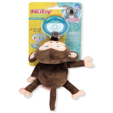 Nuby Snoozie Plush-Monkey Pacifier 0-6 Mos. In Sealed Polybag
