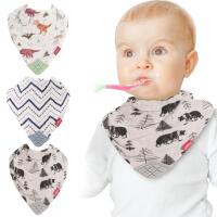 Nuby 3Pk Muslin Bandana Teeth Bib Bear Dinosaurs Blue Strip 0