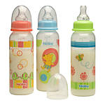 Nuby 8oz Clear Round with Silicone Nipple Printed Bottle 1
