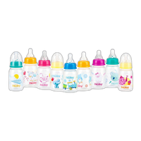 Nuby 4oz Clear Round with Silicone Nipple Printed Bottle 0