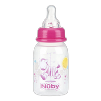 Nuby 4oz Clear Round with Silicone Nipple Printed Bottle 4