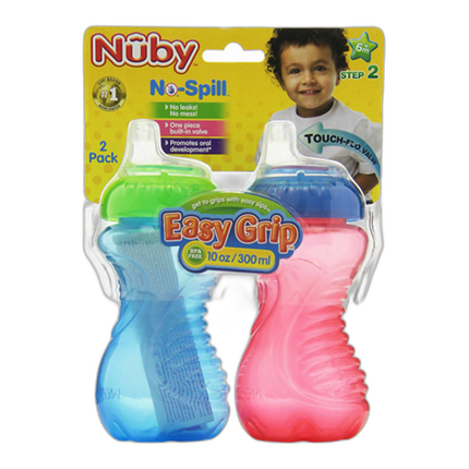 Nuby 10oz No Spill Cup with Soft Spout and Easy Grip Handles 2pk