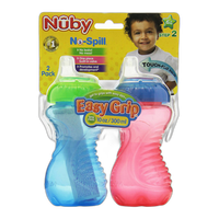 Nuby 10oz No Spill Cup with Soft Spout and Easy Grip Handles 2pk 0