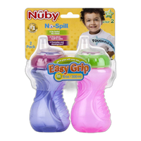 Nuby 10oz No Spill Cup with Soft Spout and Easy Grip Handles 2pk 1