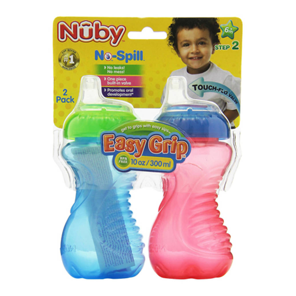 Nuby 10oz No Spill Cup with Soft Spout and Easy Grip Handles 2pk