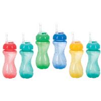 2pk 10oz Thin Soft Straw Cup No-Spill Gripper w/ New Straw 0