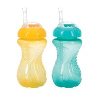 2pk 10oz Thin Soft Straw Cup No-Spill Gripper w/ New Straw 1