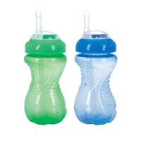 2pk 10oz Thin Soft Straw Cup No-Spill Gripper w/ New Straw 2