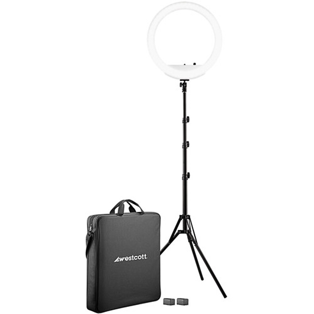 Westcott 18in Bi-Color LED Ring Light Kit with Batteries and Stand