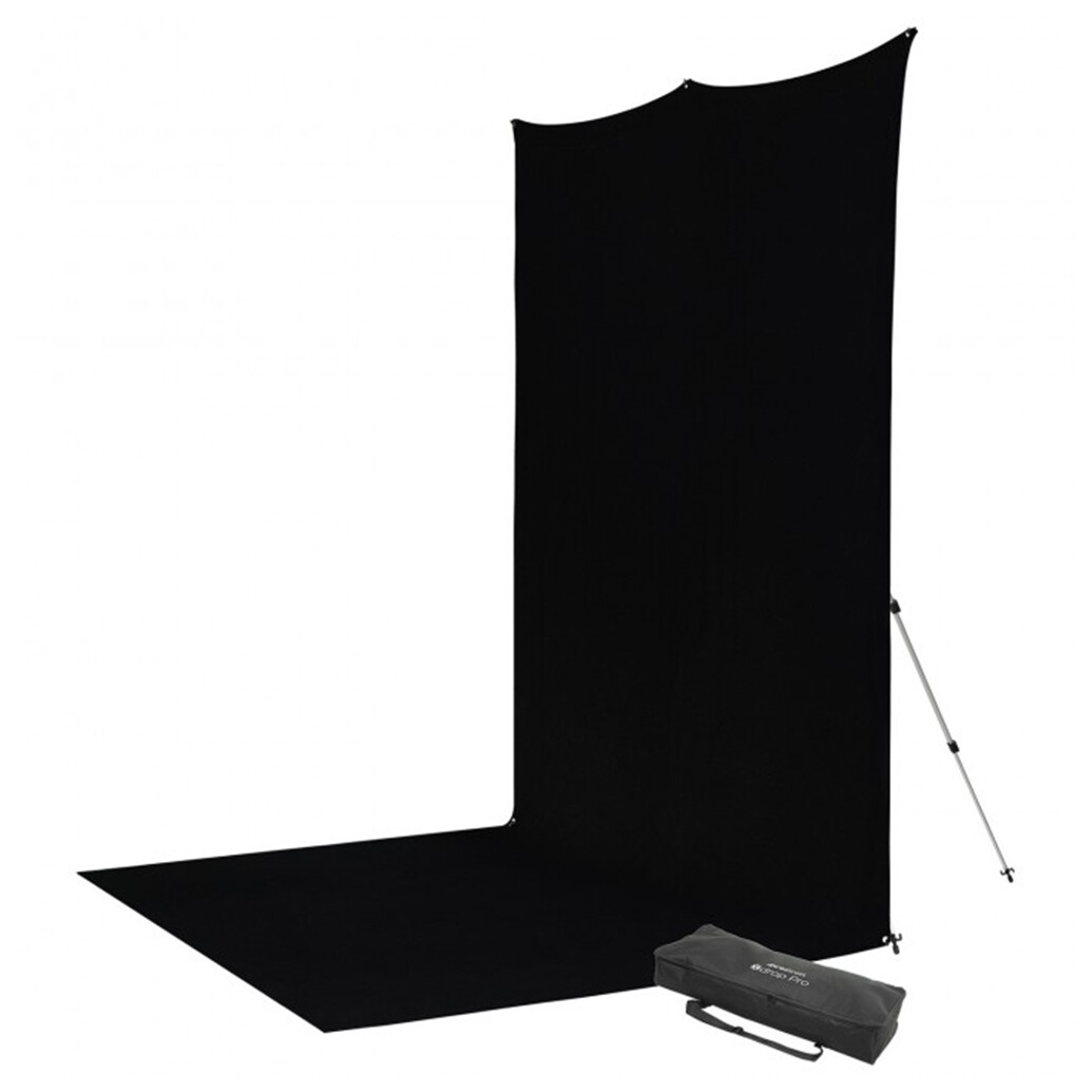 Westcott X-Drop Pro Wrinkle-Resistant Backdrop Kit - Rich Black Sweep (8FT x