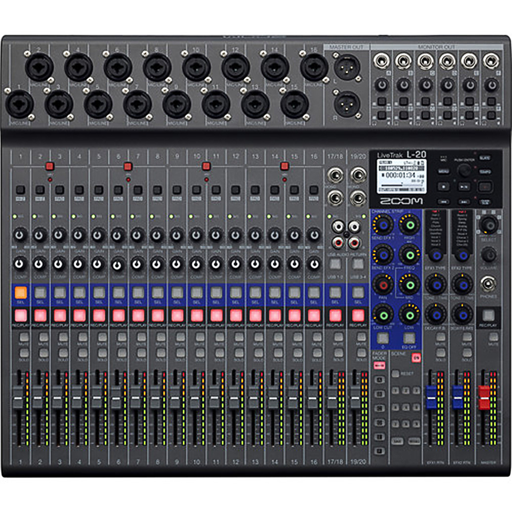 Zoom LiveTrak L-20 Digital 20-Input Mixer  and  Multitrack Recorder