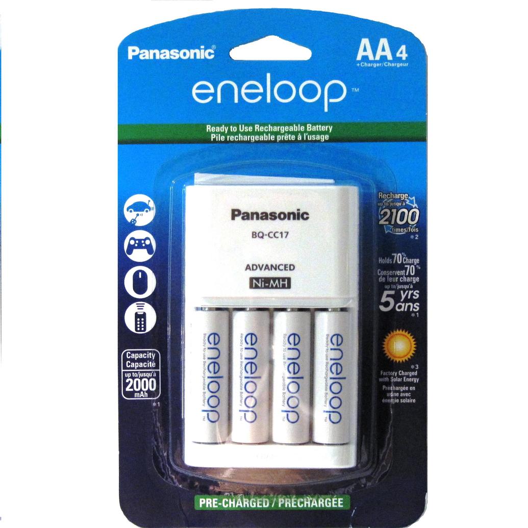 Panasonic K-KJ17MCA4BA Eneloop AA (4-Pack) with Individual Battery Charger