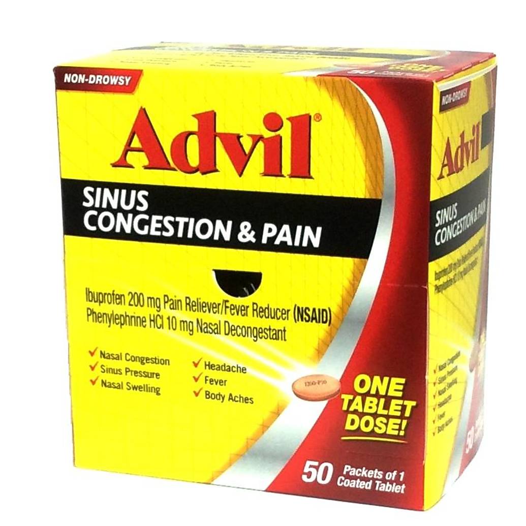 Advil Congestion Sinus  and  Pain 1pk Tablets (Box of 50 Pks)