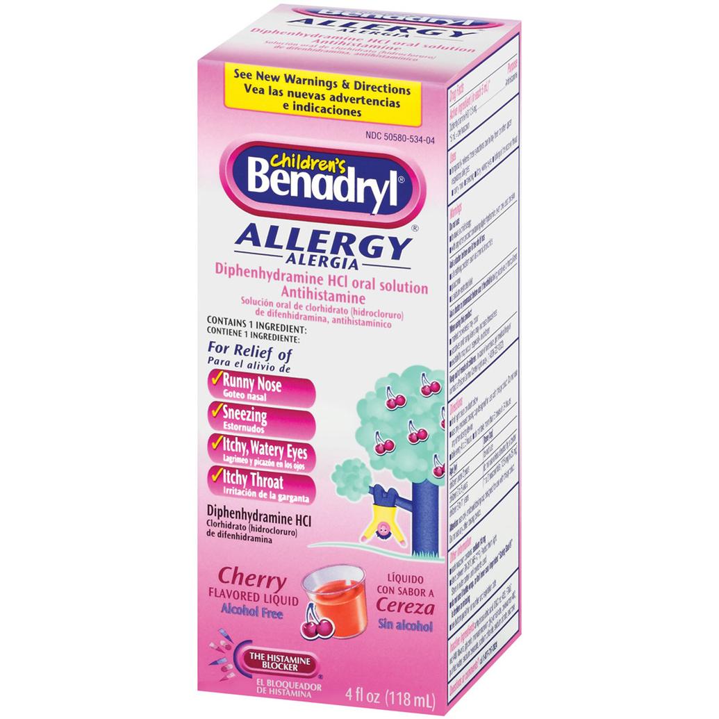 Benadryl Childrens Allergy Liquid 4oz Cherry Flavor