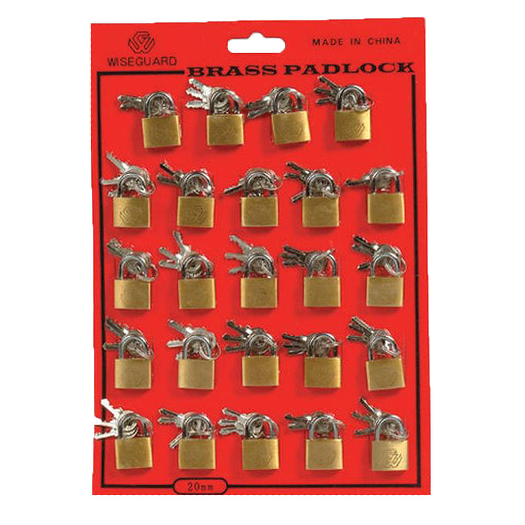 Brass Mini Padlocks 20mm 24ct on a Card