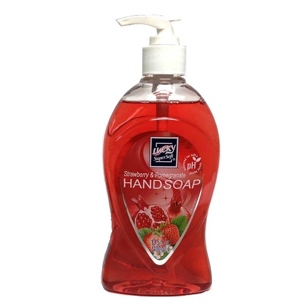 Liquid Hand Soap 13.5oz Pump Clear Strawberry and Pomegranate Lucky Brand
